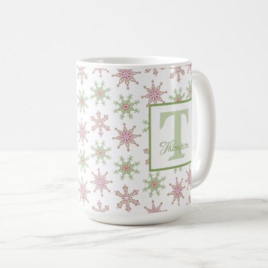 Winter Monogram Modern Holiday Stylish Custom Kaffeetasse (VorderseiteRechts)