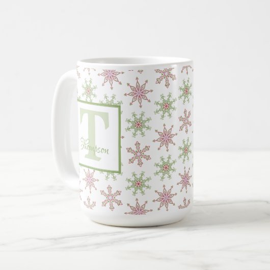 Winter Monogram Modern Holiday Stylish Custom Kaffeetasse (Vorderseite Links)