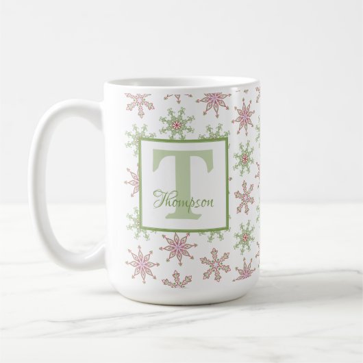 Winter Monogram Modern Holiday Stylish Custom Kaffeetasse (Links)