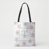 Winter Monogram Snowflake Moderner Urlaub Stilvoll Tasche (Vorderseite)