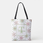 Winter Monogram Snowflake Moderner Urlaub Stilvoll Tasche (Rückseite)