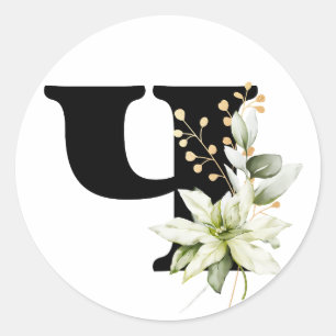 Winter-Monogramm Bulgarisches kyrillisches Alphabe Runder Aufkleber