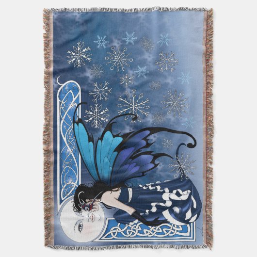 Winter Moon Fairy Blue Decke (Vorderseite Vertikal)