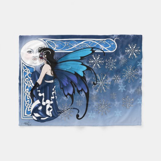 Winter Moon Fairy Blue Fleecedecke (Vorderseite (Horizontal))