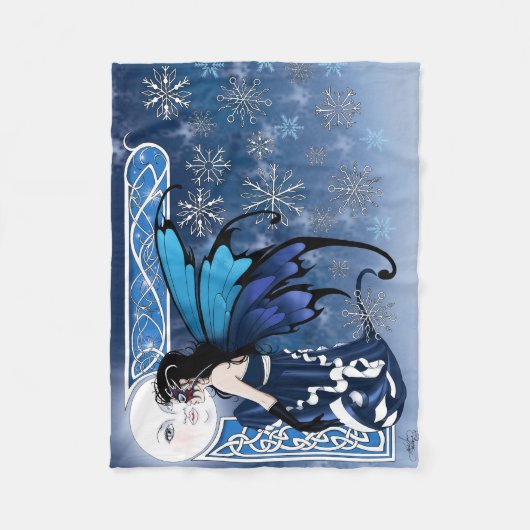 Winter Moon Fairy Blue Fleecedecke (Vorderseite)