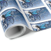 Winter Moon Fairy Blue Geschenkpapier (Rolleneckpunkt)