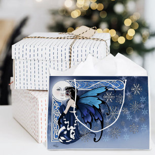 Winter Moon Fairy Blue Große Geschenktüte