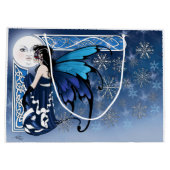 Winter Moon Fairy Blue Große Geschenktüte (Rückseite)