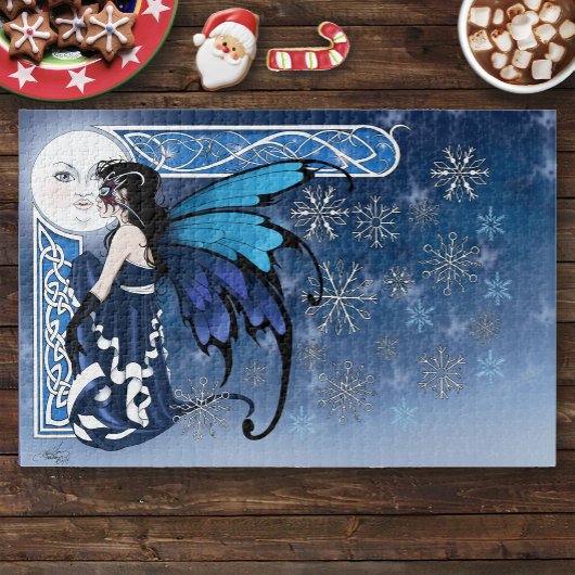 Winter Moon Fairy Blue Puzzle