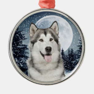 Winter Moon Husky Weihnachtsschmuck