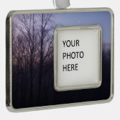 Winter Moon Morning Landschaftsfotografie Rahmen-Ornament Silber (Rechts)