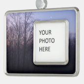 Winter Moon Morning Landschaftsfotografie Rahmen-Ornament Silber (Links)