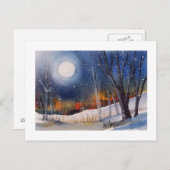 WINTER MOON POSTCARD POSTKARTE (Vorne/Hinten)