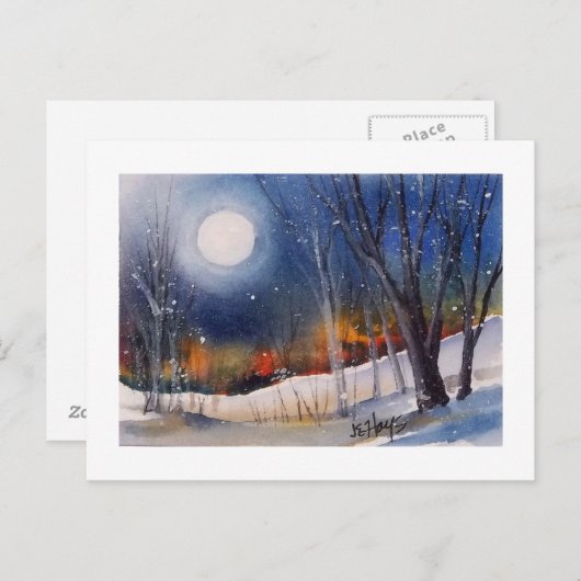 WINTER MOON POSTCARD POSTKARTE (Vorne/Hinten)