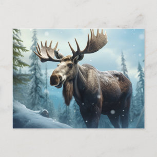 Winter Moose Feiertagspostkarte