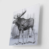 Winter Moose Quadratische Wanduhr (Winkel)