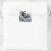 Winter Moose Quadratischer Aufkleber (Tasche)