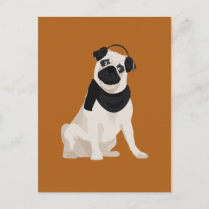 Winter Mops Hund für Hundeliebhaber Postkarte