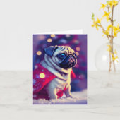 Winter Mops Welpengrüßkarte Karte (Gelbe Blume)