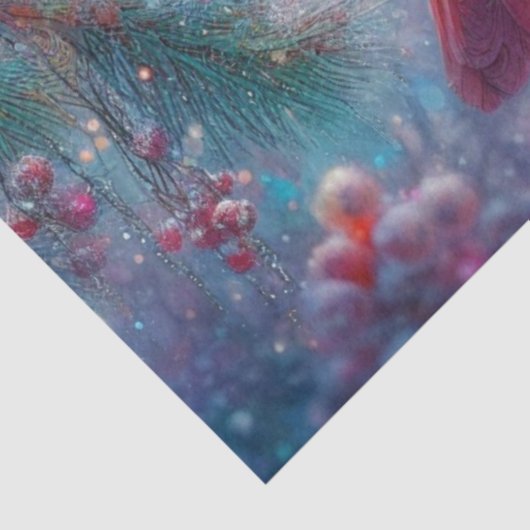 Winter morgens Kardinal im Tannenbaum Seidenpapier (Ausschnitt)