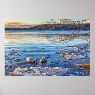 Winter Mountain 4k Wallpaper Einfache Landschaft F Poster