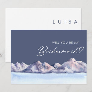 Winter Mountain Abend Bridesmaid Vorschlag Einladung