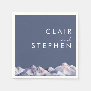 Winter Mountain Abend Hochzeit Napkins Serviette