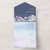 Winter Mountain Abend Siegel und senden All In One Einladung (Innen Boden)