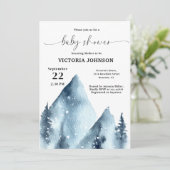 Winter Mountain Baby Dusche Einladung (Stehend Vorderseite)