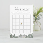 Winter Mountain Baby Shower Bingo Spielkarten Einladung (Stehend Vorderseite)
