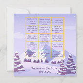 Winter Mountain Bachelorette Party Bingo Game Card Dankeskarte (Vorderseite)