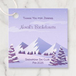 Winter Mountain Bachelorette Personalized Square Geschenkanhänger