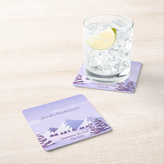 Winter Mountain Bachelorette Weekend Custom Rechteckiger Pappuntersetzer (Vor Ort)