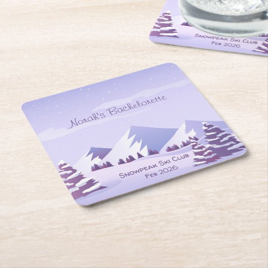 Winter Mountain Bachelorette Weekend Custom  Rechteckiger Pappuntersetzer (angewinkelt)
