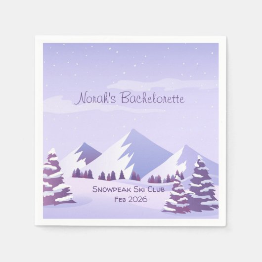 Winter Mountain Bachelorette Weekend Custom Serviette (Vorderseite)