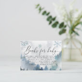 Winter Mountain Blue Snowflakes Buchanfrage Begleitkarte (Stehend Vorderseite)