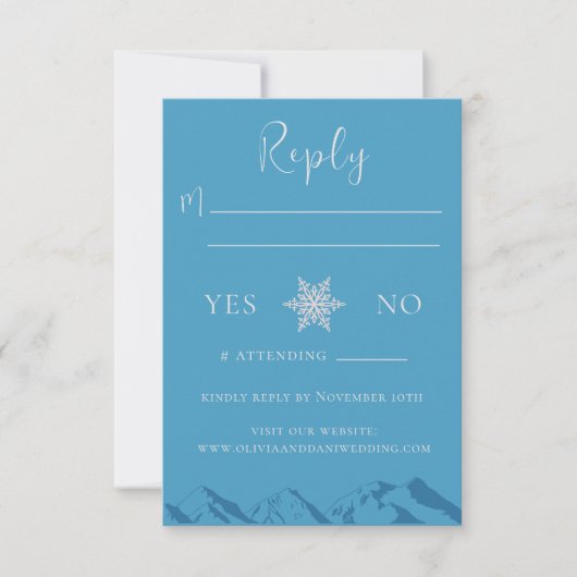 Winter Mountain Blume Hochzeit RSVP Reply Card (Vorderseite)