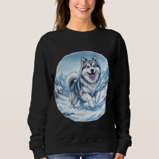 Winter Mountain Dog Brustdruck Sweatshirt