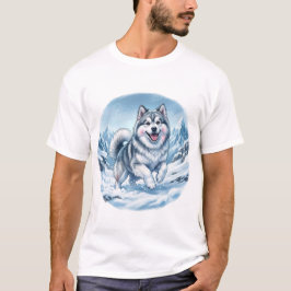 Winter Mountain Dog Brustdruck T-Shirt