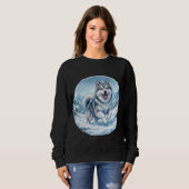 Winter Mountain Dog Chest Print Sweatshirt (Vorne ganz)