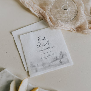 Winter Mountain Eat Drink Wir sind Verheiratet Hoc Serviette