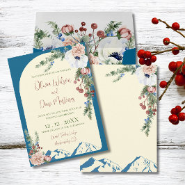 Winter Mountain Flowers Hochzeitseinladung Einladung