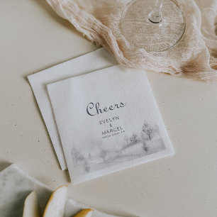 Winter Mountain Forest Wedding Cheers Serviette