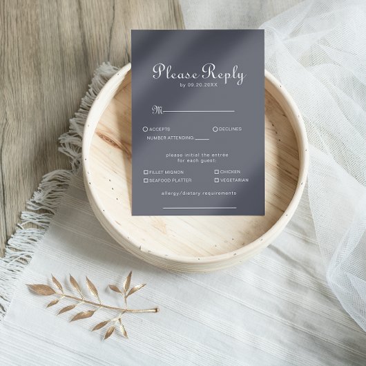 Winter Mountain Forest Wedding Menü Auswahl Antwor RSVP Karte