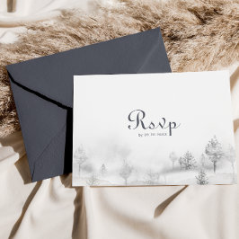 Winter Mountain Forest Wedding Menu Choice Reply Postkarte