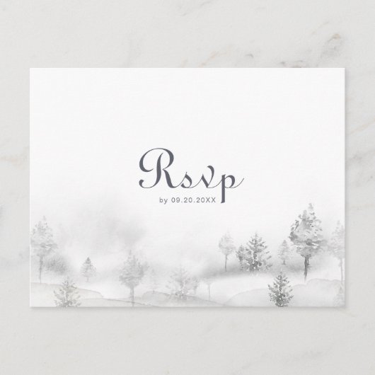 Winter Mountain Forest Wedding Menu Choice Reply Postkarte (Vorderseite)