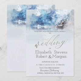 Winter Mountain Lake Snow Wedding Einladung