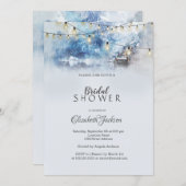 Winter Mountain Lake String Lights Einladung (Vorne/Hinten)