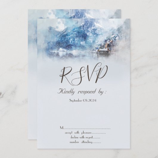 Winter Mountain Lake UAWG Einladung (Vorne/Hinten)