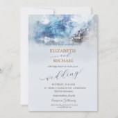 Winter Mountain Lake Wedding Einladung (Vorderseite)